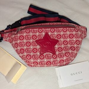 Gucci GG Canvas Star Belt Bag Red NWT